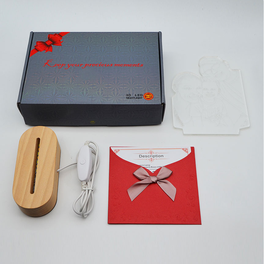 מנורת לילה סטריאו תלת-ממדית עם תמונה מותאמת אישית